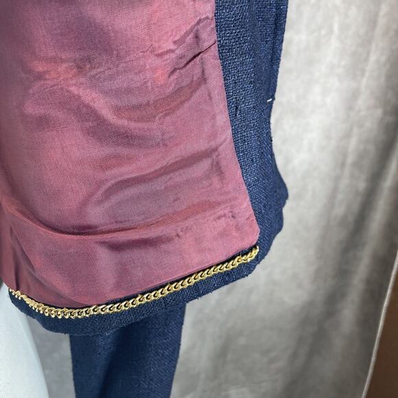 Vtg 90s Carlisle 100% Silk Blazer Jacket Women Sz 4 Blue Cropped Gold Button NWT - Picture 7 of 9